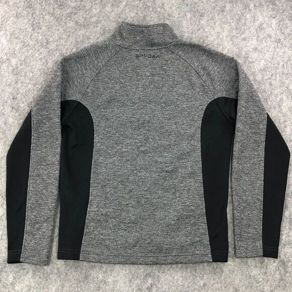 Spyder Womens 1/4 Zip Pulliover Medium Gray Black Sweater Long Sleeve Stretch - Picture 4 of 11